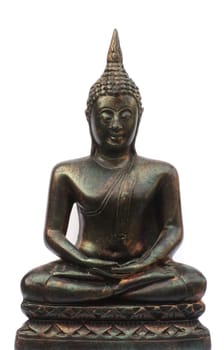 Bronze buddha isolated on a white background.
