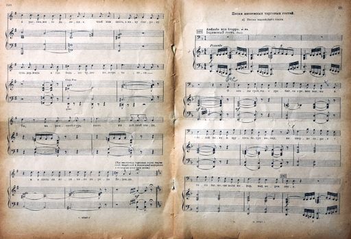 Old vintage musical page with notes