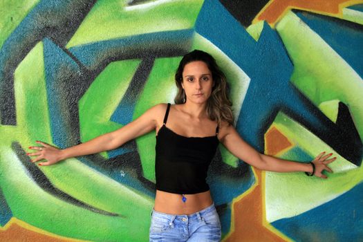 Fashion Girl over graffiti background