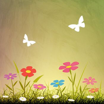 A Simple Grunge Background with Flowers