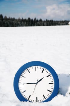 beautiful winter mood.winter time .clock in snow.