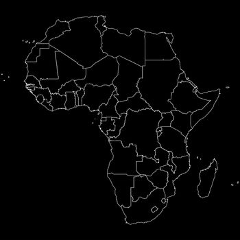 Outline map of the African continent and countries