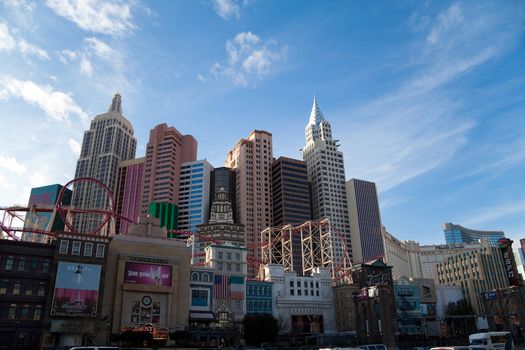 December 30th, 2009 - Las Vegas, Nevada, USA - The facade or front of The New York, New York Hotel and Casino on Las Vegas boulevard