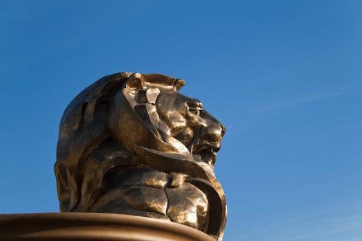 December 30th, 2009 - Las Vegas, Nevada, USA - The MGM Hotel and Casino lions head, which is to bring good luck and is the entrance to the hotel. 