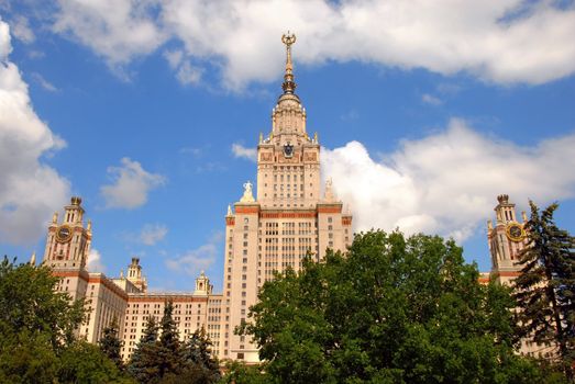 park and monument in front of Moscow state University Lomonosov, Russia