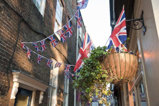 LONDON - APRIL 24: Central London hangs up buntings for Prince William and Catherine Middleton's royal wedding celebration to take place April 29 at Westminster Abbey. April 24, 2011 in London, England.