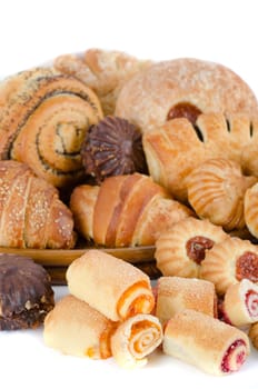 Bakery foodstuffs set on a white background