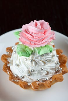 fresh baked cupcake on a wooden table