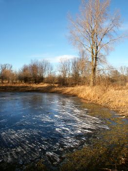 View of a small pond in the midwest of the United States.