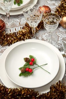 a decorated christmas table