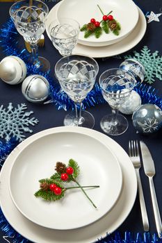 a decorated christmas table