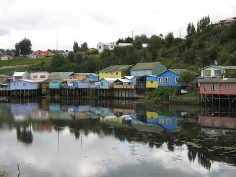 A photograph of a fishing village in South America.