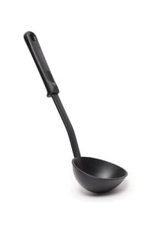 Modern black ladle on white background. Clipping path is included