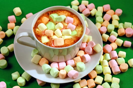 Hot chocolate with colorful marshmallows