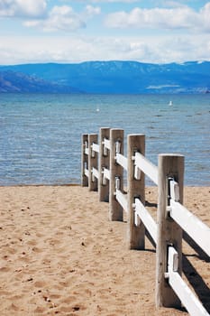 Wooden fence along the beach