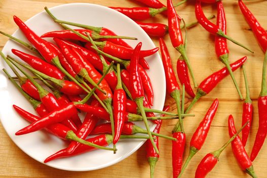 Fresh red chili peppers ready for cooking