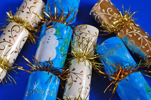Festive glittery christmas crackers