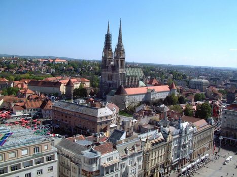 Zagreb panorama with cathedral