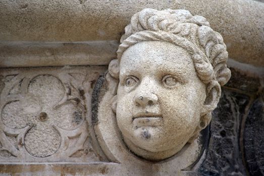 Antique bas-relief architectural detail of the St. James Cathedral, Sibenik, Croatia