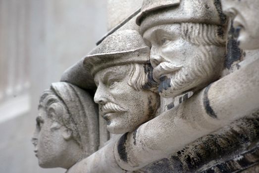 Antique bas-relief architectural detail of the St. James Cathedral, Sibenik, Croatia