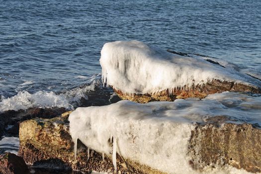 Icy shore of the Caspian Sea.