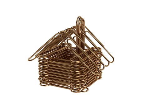 Paper clips house isolated on white background