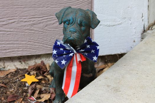 Close up of a Boxer Dog Statue.