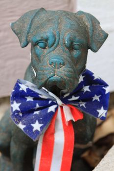 Close up of a Boxer Dog Statue.