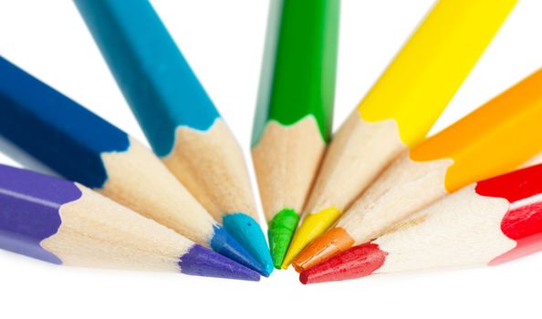 Colorful pencils isolated over white background