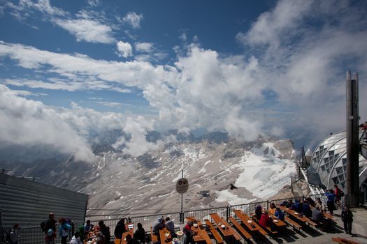 Zugspitze in Garmisch-Partenkirchen, Germany's highest mountain. One can take the cable car up to the top which is about 300 meters above sea level.