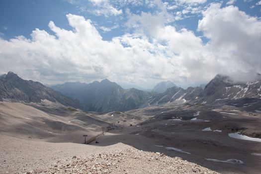 Zugspitze in Garmisch-Partenkirchen, Germany's highest mountain. One can take the cable car up to the top which is about 300 meters above sea level.