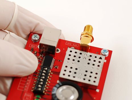 stock pictures of an electronics board with a radiofrequency connector