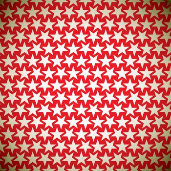 Seamless star red background pattern with gold elements 