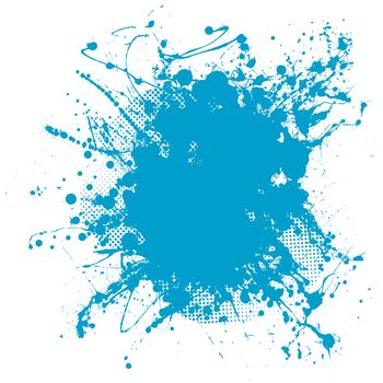 Grunge ink splat background blob with halftone dots