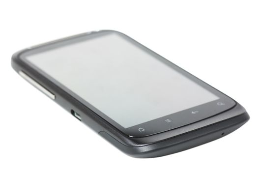 New smartphone with large touch screen over white background