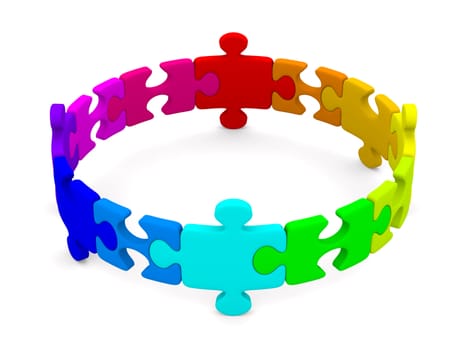 Puzzle on white background. Isolated 3D image