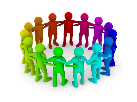 Conceptual image of teamwork. Isolated 3D on white