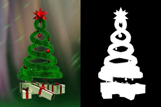 Green design pine and some gifts with alpha channel