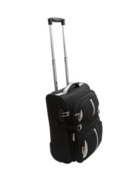 Suitcase of medium size, close-up, isolated on a white background.