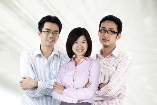 Asian business team on office background