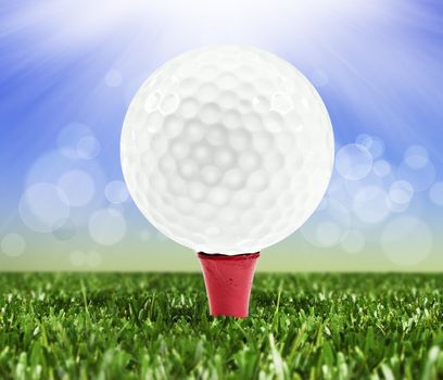 Spring background with a golf ball on a peg