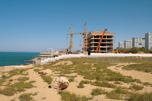 Construction on the shores of the Caspian Sea.