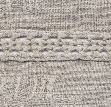 Handmade: fragment of a homespun rural linen cloth on a dining table, 40 years of 20 centuries, Ukraine, USSR. Wrong side