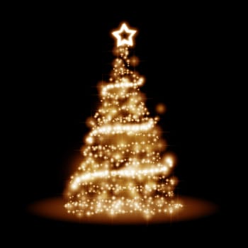 An image of a nice golden christmas tree of light