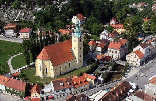 Samobor - city in Croatia, aerial view.