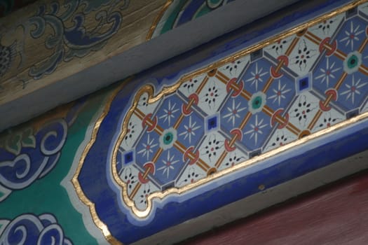 Chinese ornament on a building in the Shaolin Temple, China