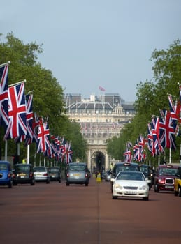 LONDON - April 26: The Mall Decorated With Patriotic Union Jack Flags. April 26, 2011 in Westminster London, England.

