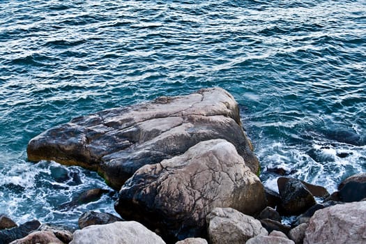big stones on sea coast