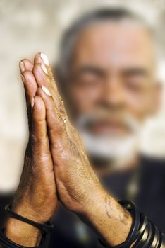 Old African black man with characterful face