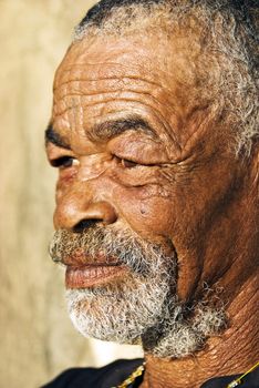 Old African black man with characterful face